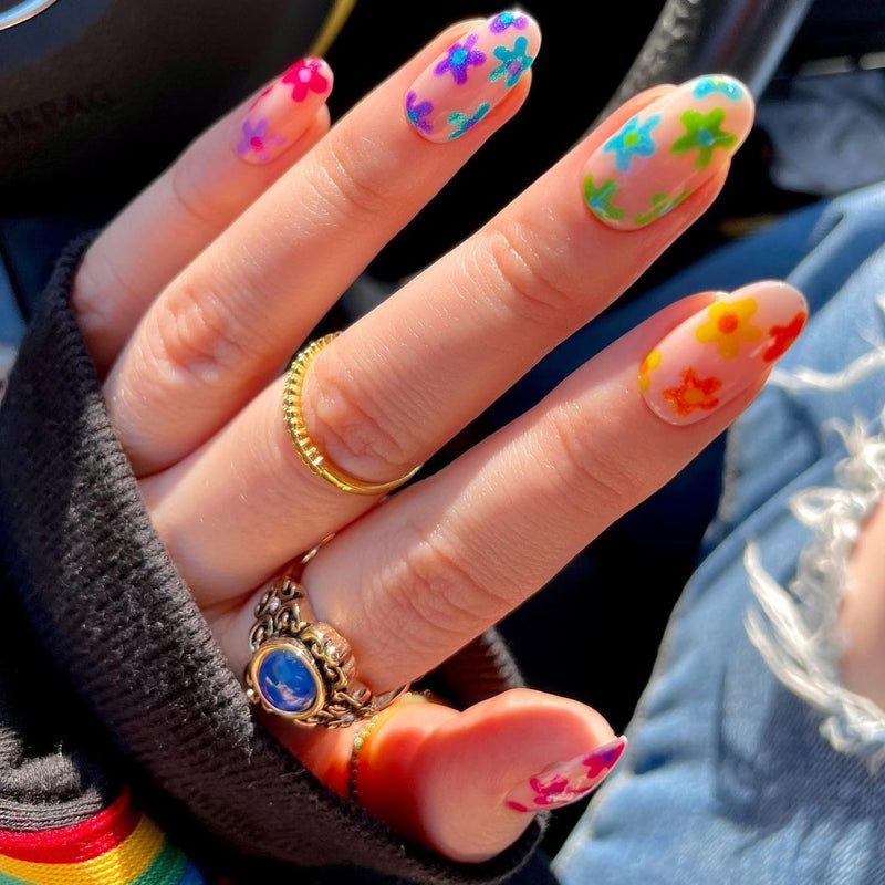 Flower Nails Multicolor Medium