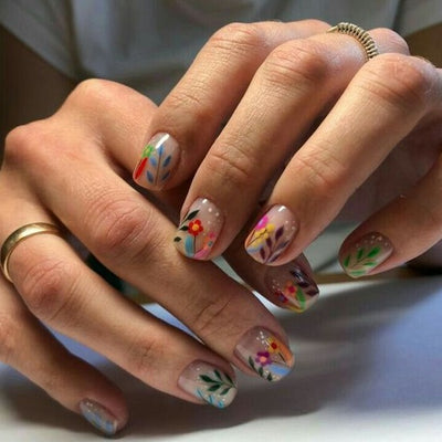 Flower Leaves Press On Nails