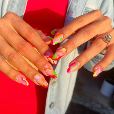 Multicolor Wave Press On Nails