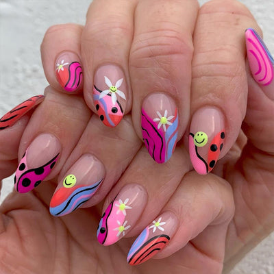 Wave Flower French Tips Nails