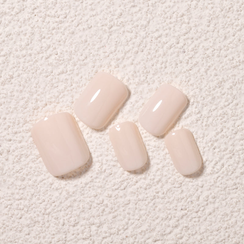 White Solid Soft Gel Stick On Nails Short Squoval