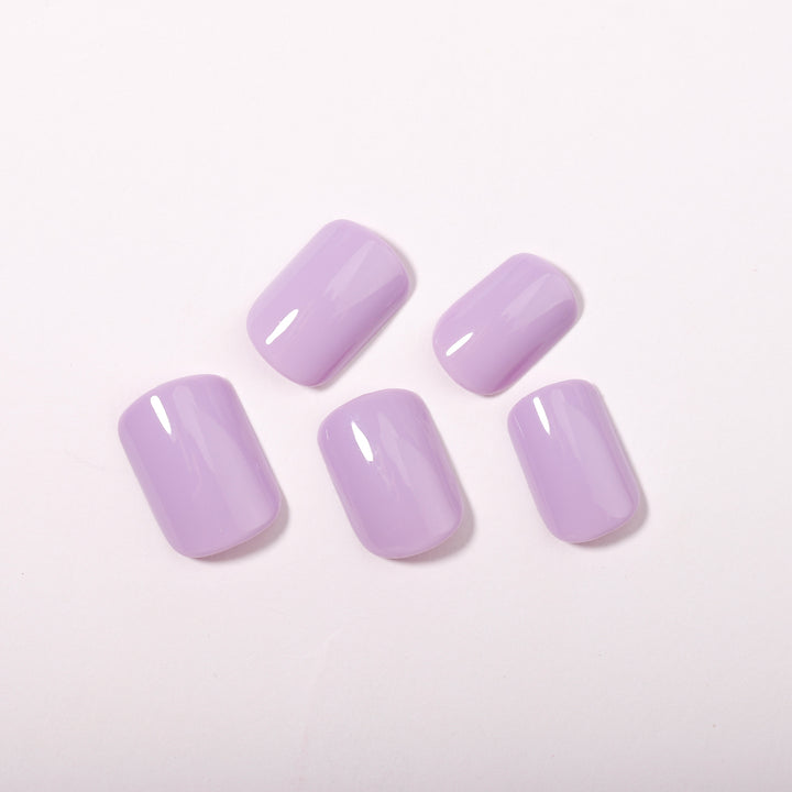 Purple Solid Soft Gel Glue On Nails Short Squoval