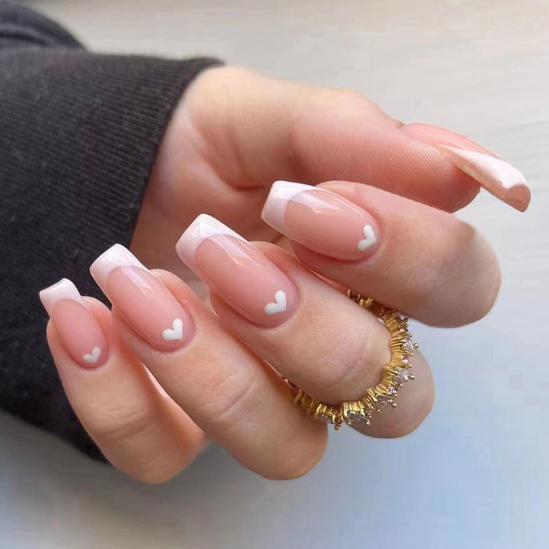 Heart Pattern French Tips Nails 