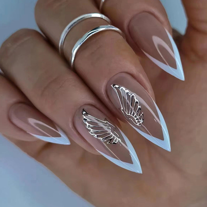 Sky Wings French Tips Nails