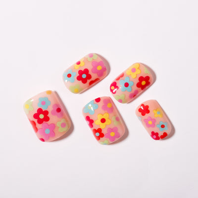 Multicolor Flower Nails