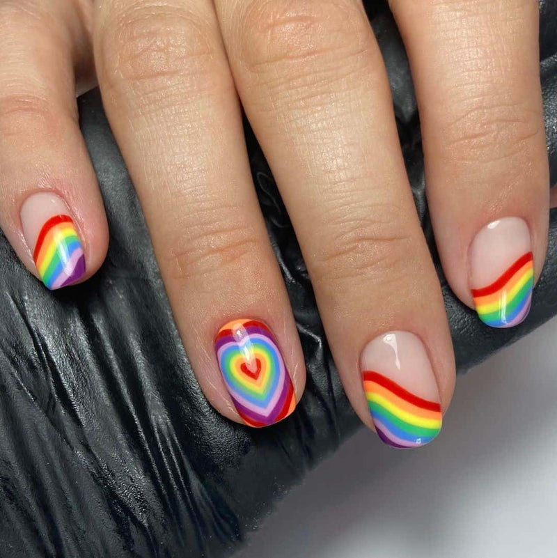Heart Rainbow Press On Nails 