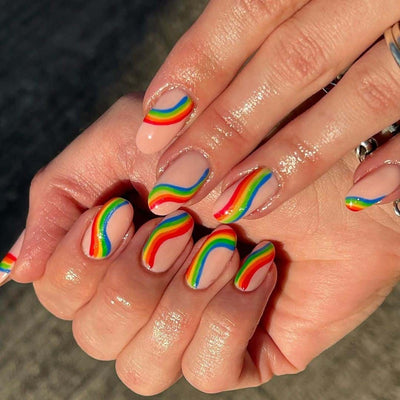 Simple Rainbow Nails 
