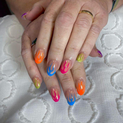 Flame Color Glue On Nails 