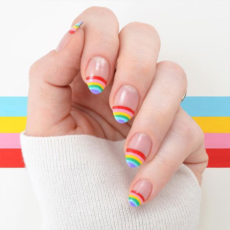 Rainbow French Tips Nails