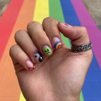 Rainbow Stick On Nails 