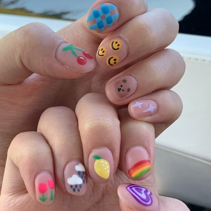 Rainbow Pattern Press On Nails
