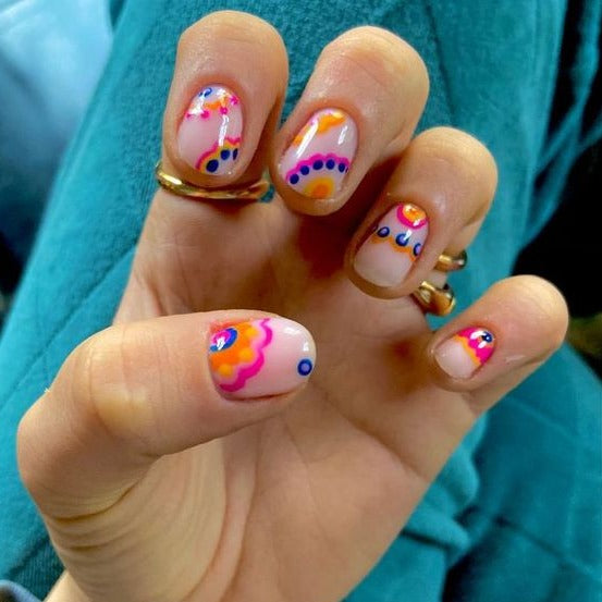 Abstract Patterns Glue On Nails 