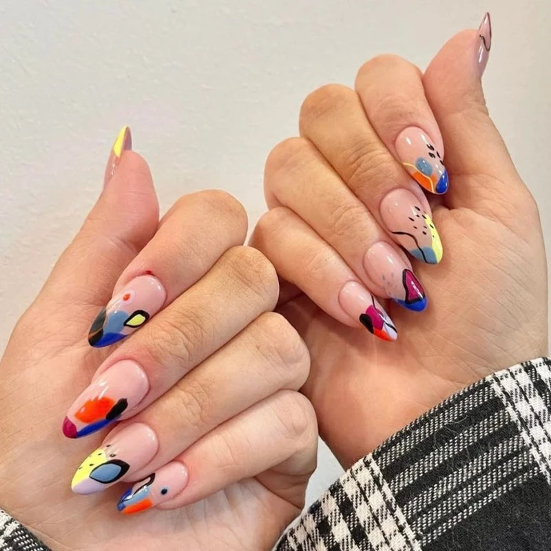Abstract Patterns French Tips Nails