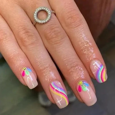 Butterfly Rainbow Stick On Nails