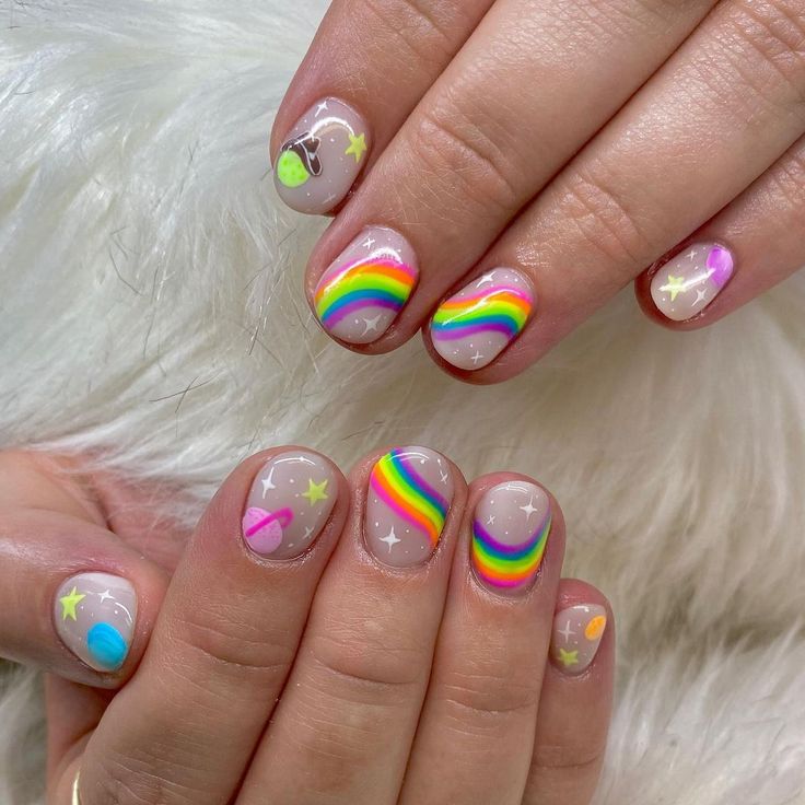 Rainbow Planet Press On Nails