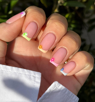 Smile Flower French Tips Nails