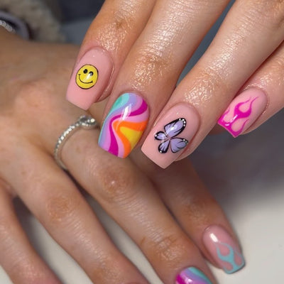 Smile Butterfly Stick On Nails