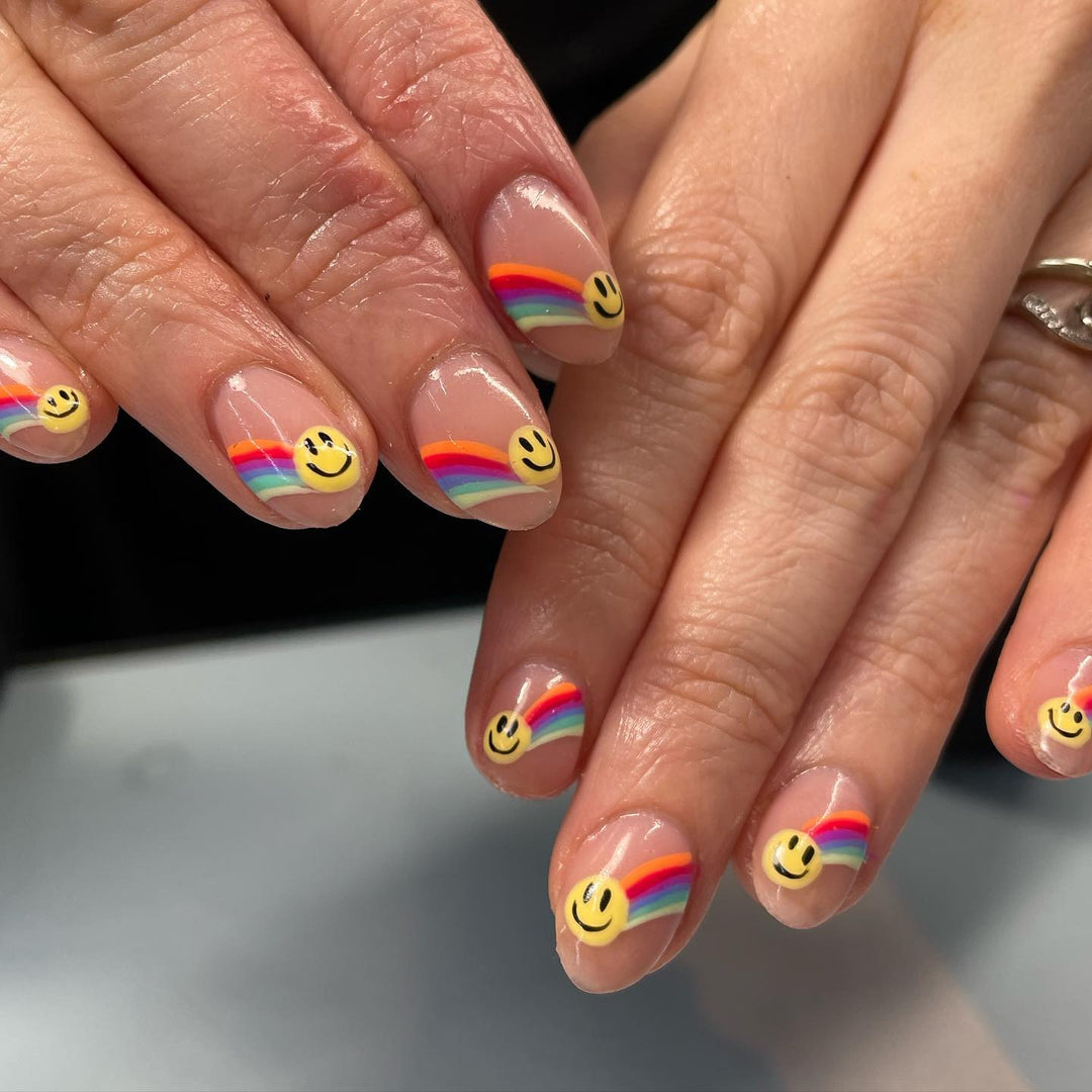 Smile Rainbow Glue On Nails