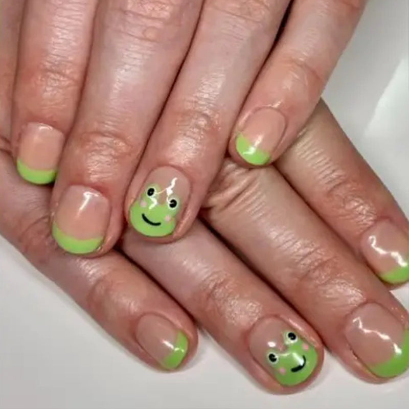 Cute Frog French Tips Nails