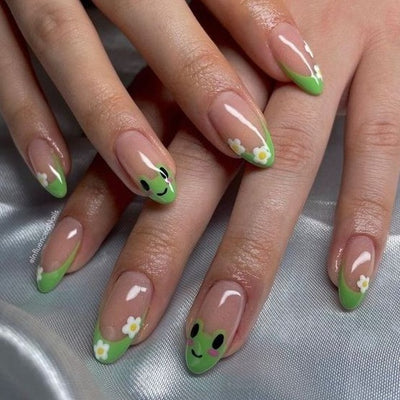 Flower Frog French Tips Nails