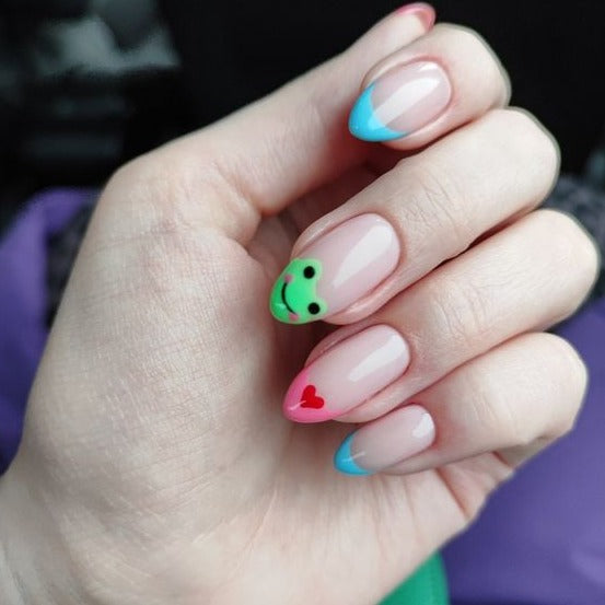 Frog Heart French Tips Nails