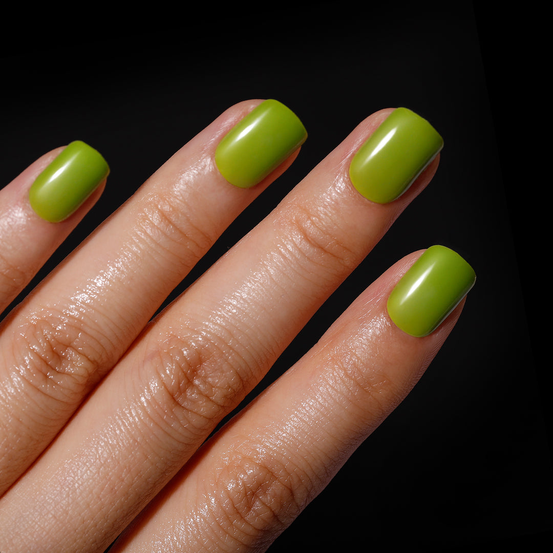 Green Solid Soft Gel Nails Short Squoval Press-ons
