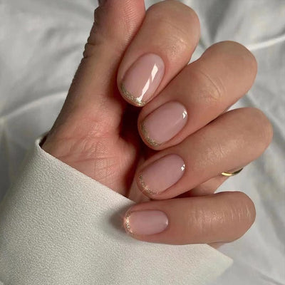 Solid Pink French Tip Short Squoval Press On Nails