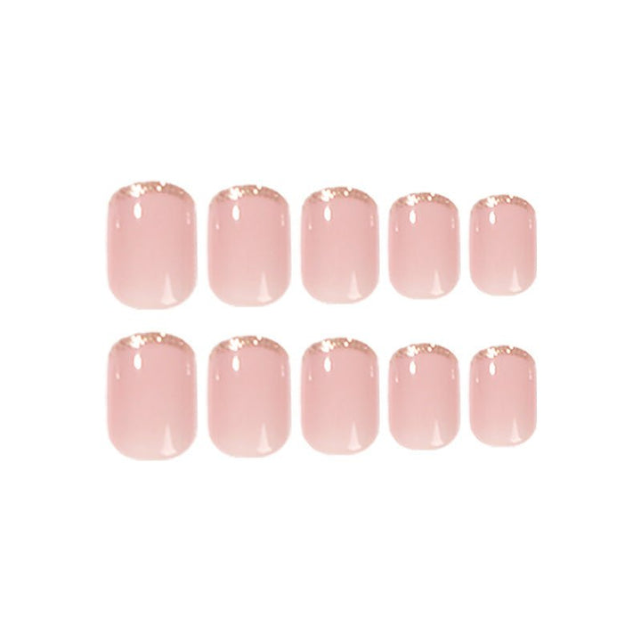 Solid Pink French Tip Short Squoval Press On Nails - BettyCora