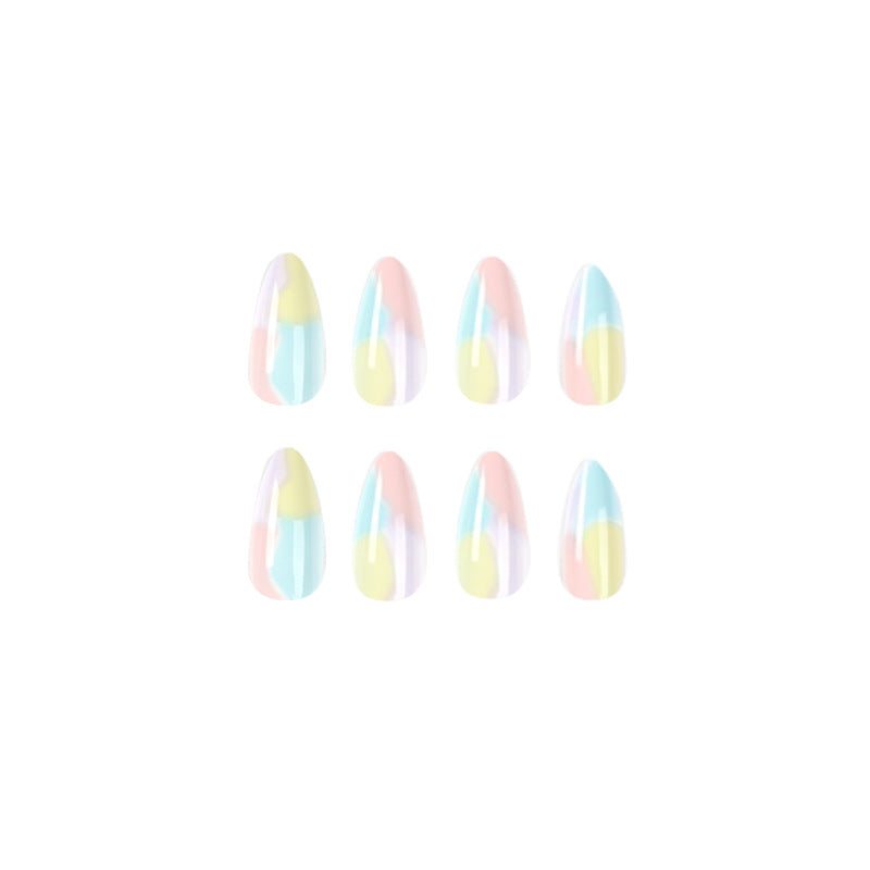 Ombre Color Blocking Multicolor Medium Almond Press On Nails - BettyCora
