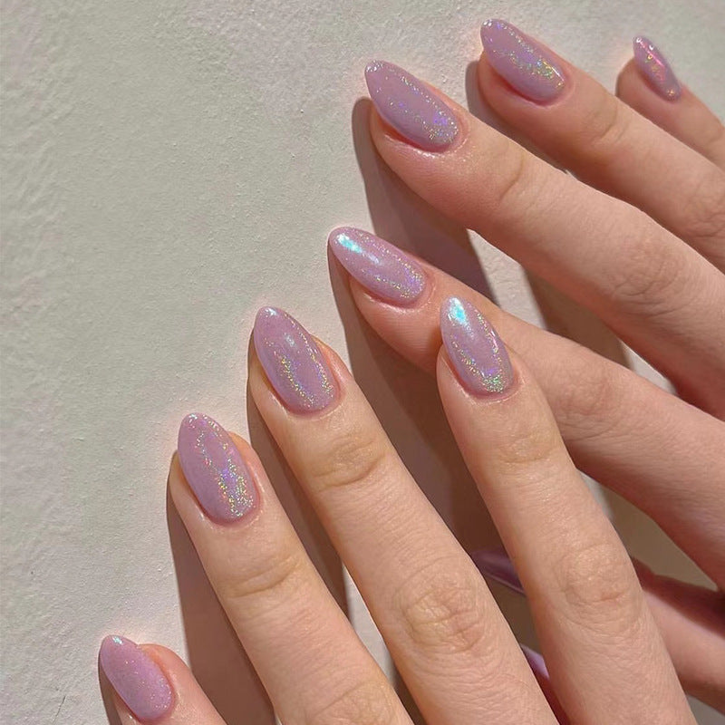 Aurora Glitter Purple Medium Almond Press On Nails