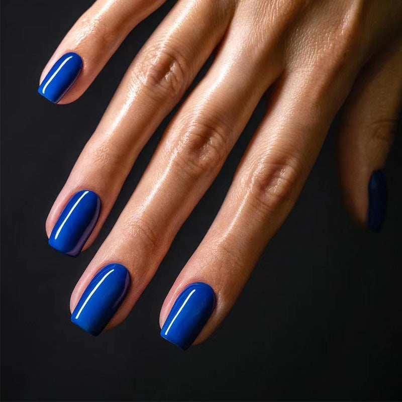 Fresh Blue Solid Color Short Squoval Press On Nails - BettyCora