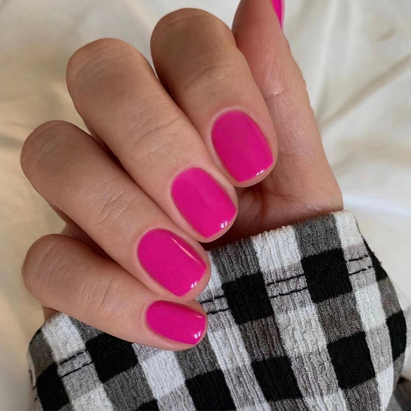 Hot Pink Short Squoval Press On Nails - BettyCora