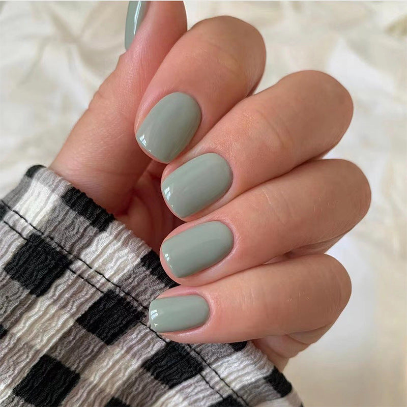 Cloud Grey Short Squoval Press On Nails - BettyCora