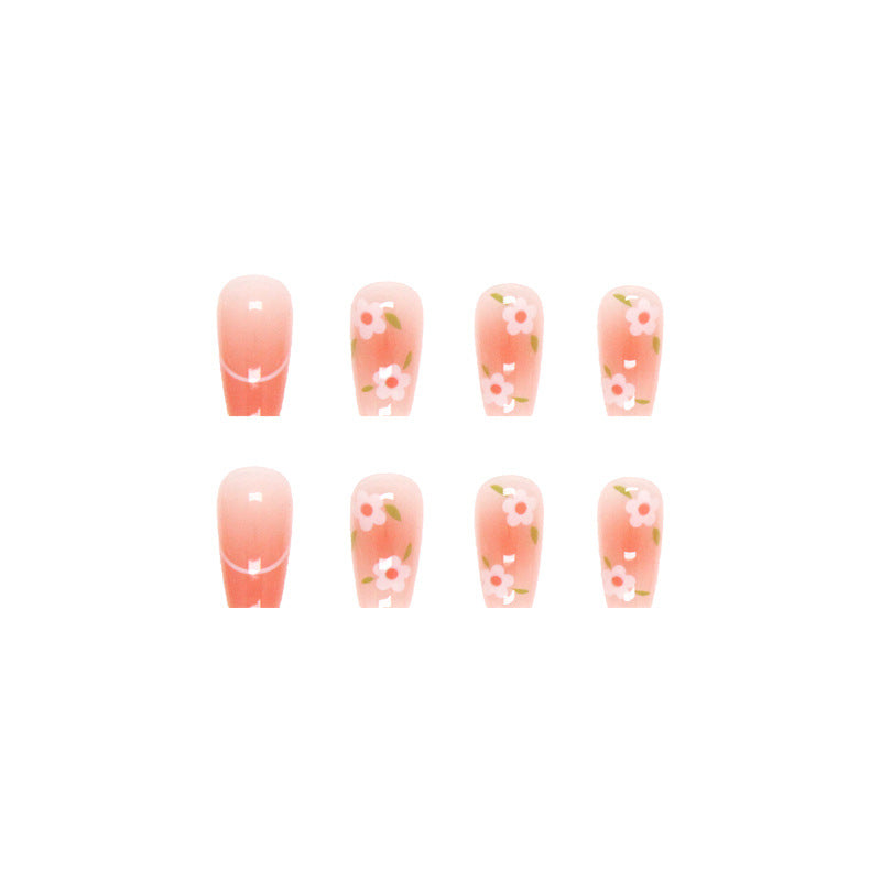 Sweet Flower Pink Medium Coffin Press On Nails | NOUMAY LIMITED