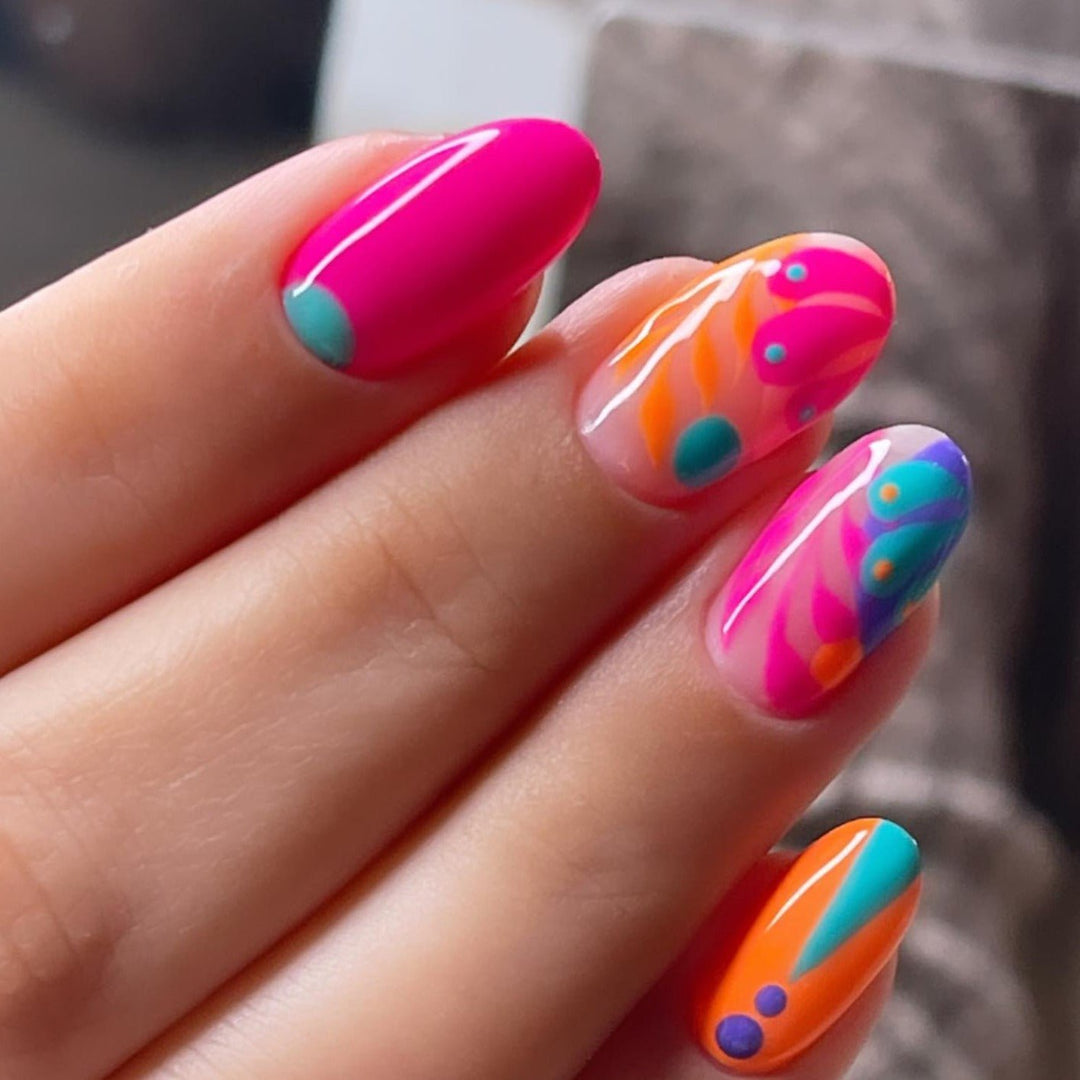 Multicolor Abstract Summer Nails