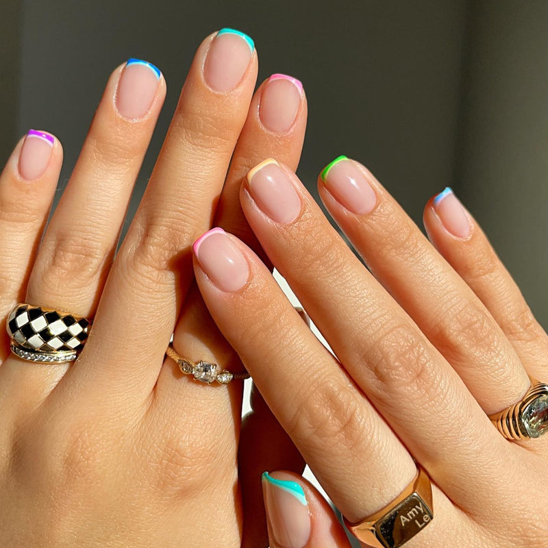 Multicolor Edge French Tips Nails