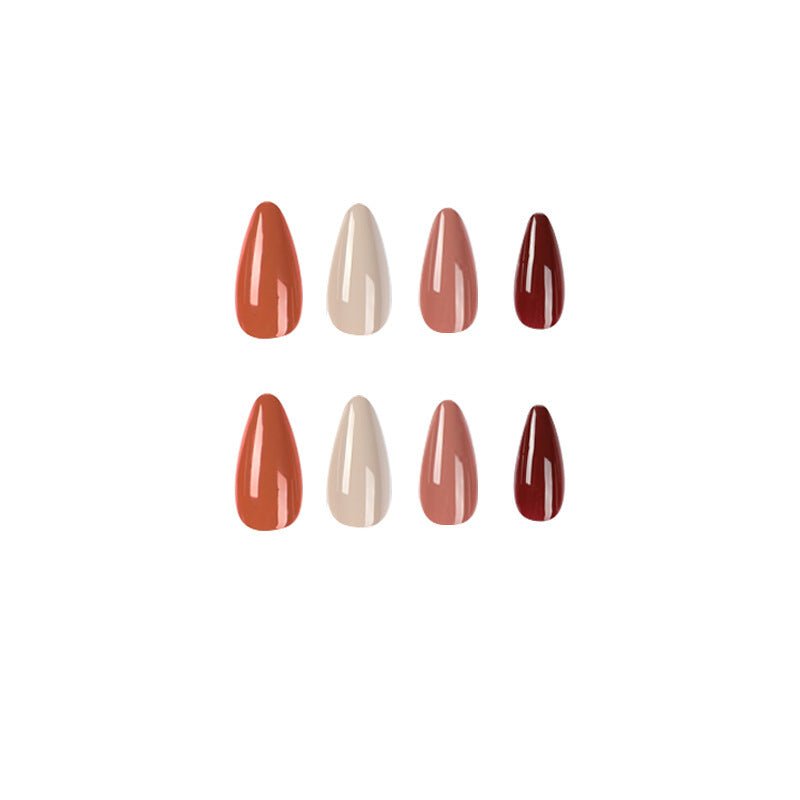 Solid Color Multicolor Medium Almond Press On Nails - BettyCora