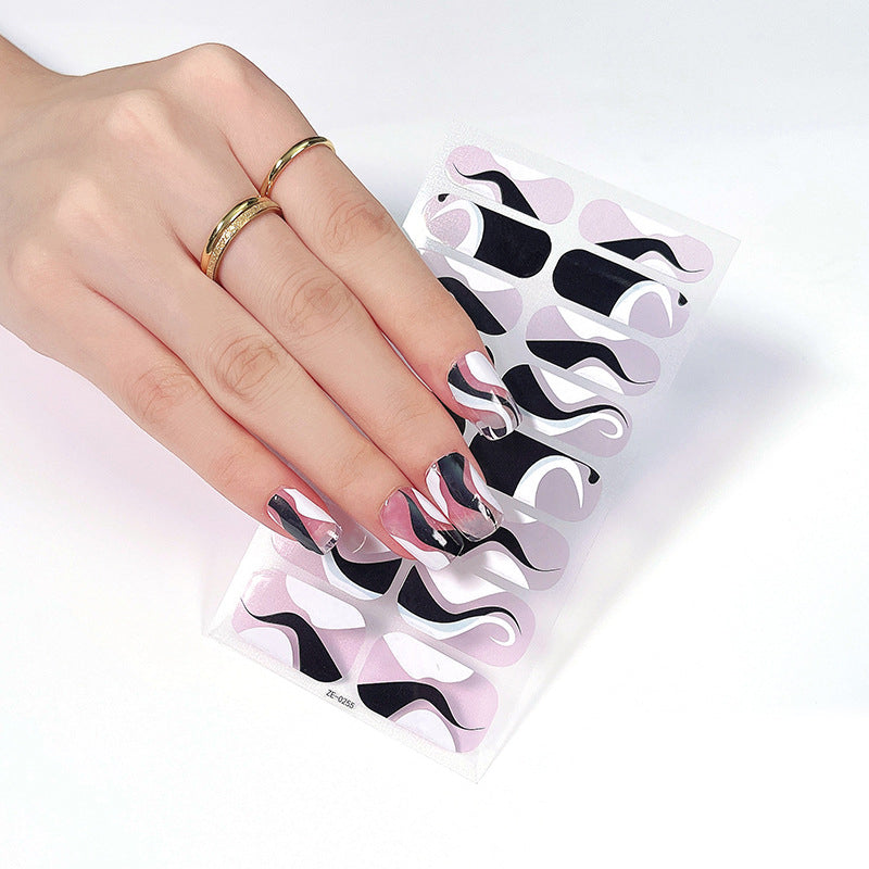 Abstract Pattern Design Black Nail Strips