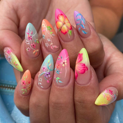 Spring Flower French Tips Nails