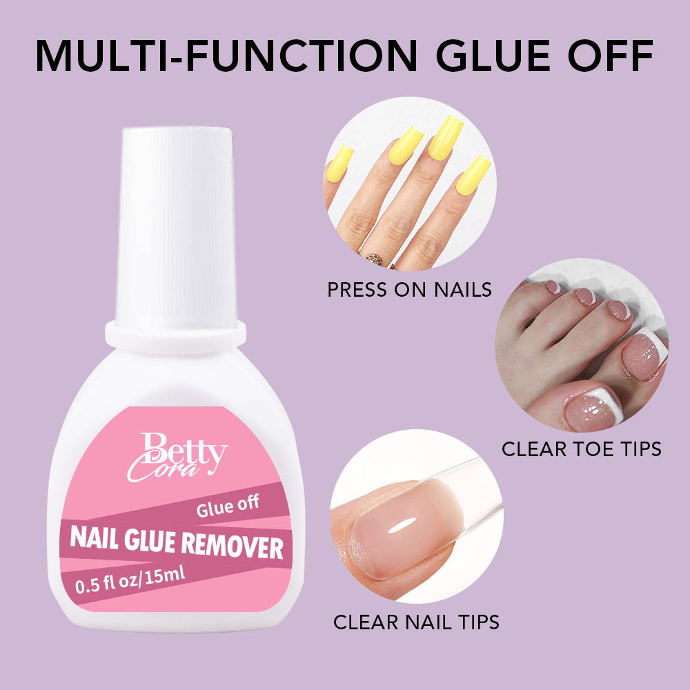 Nail Glue Remover Glue Off for False Nails, BettyCora Press on Nails Glue Remover Fake Nail Adhesives Remover Nail Glue Debonder Nail Tips Remover
