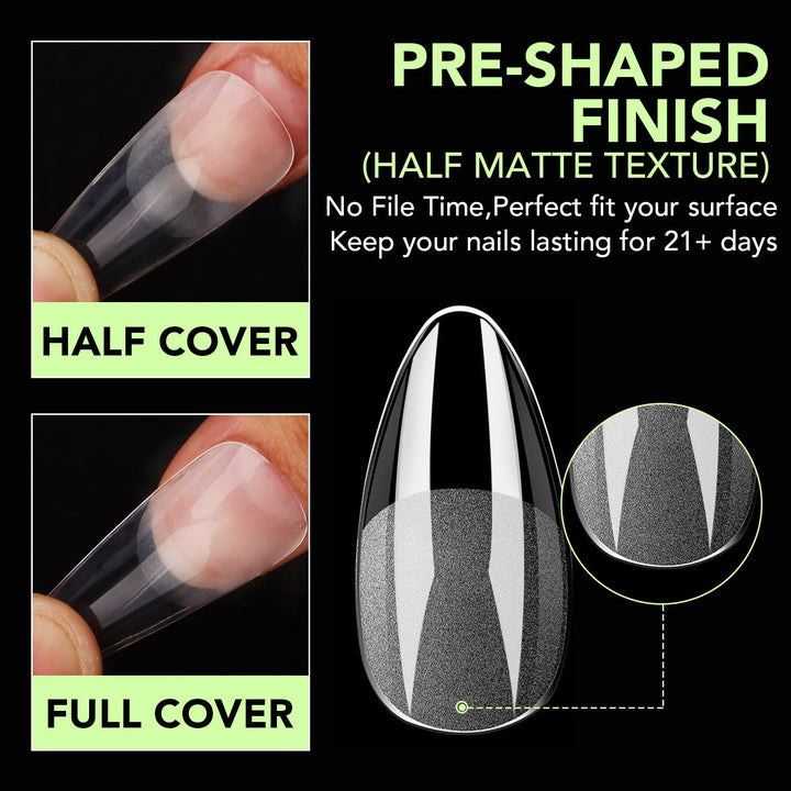 Long Coffin Nail Tips Pre-shape Nails Bettycora 120Pcs